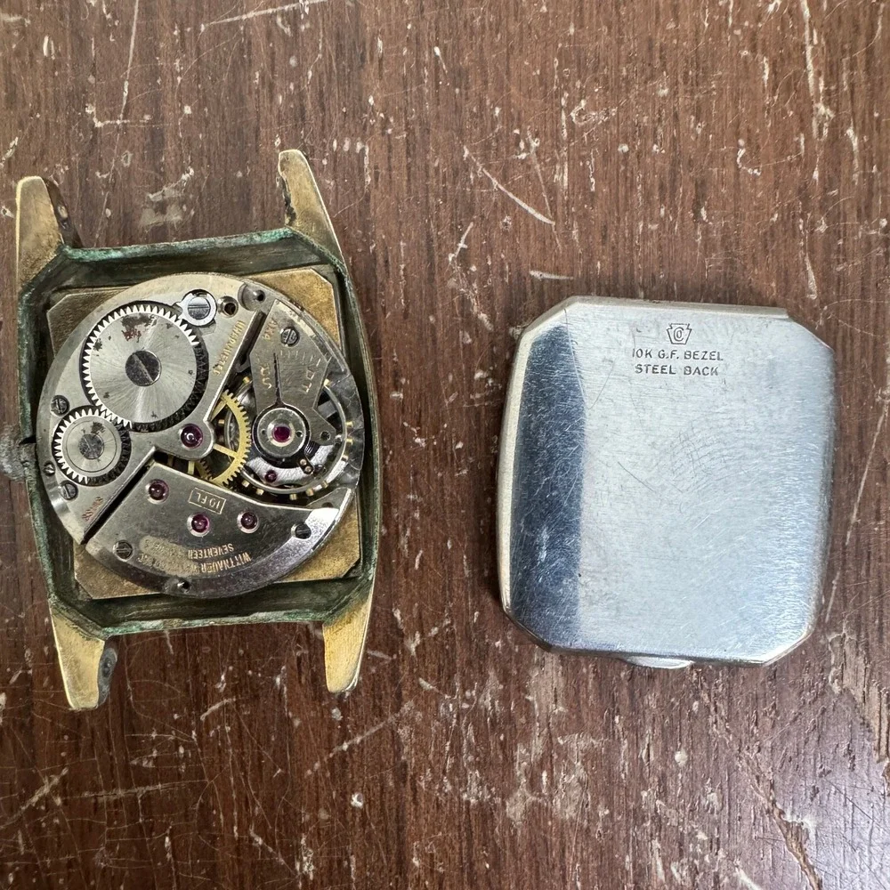 Wittnauer VINTAGE Men's 10‎ K GF 17 Jewel Rectangular Watch Face PARTS ONLY